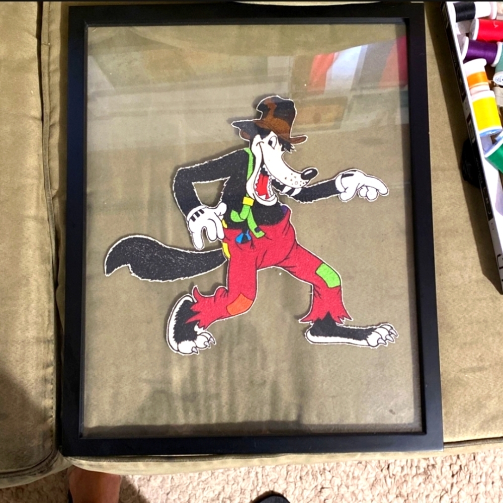 Framed Embroidered Disney Big Bad Wolf